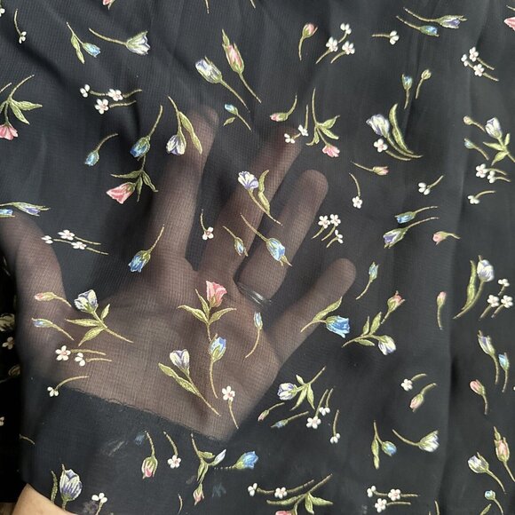 Vtg Jones Micro Floral Maxi Dress 6P Cottagecore Prairie Y2K Layered Sheer 90s - Picture 11 of 11